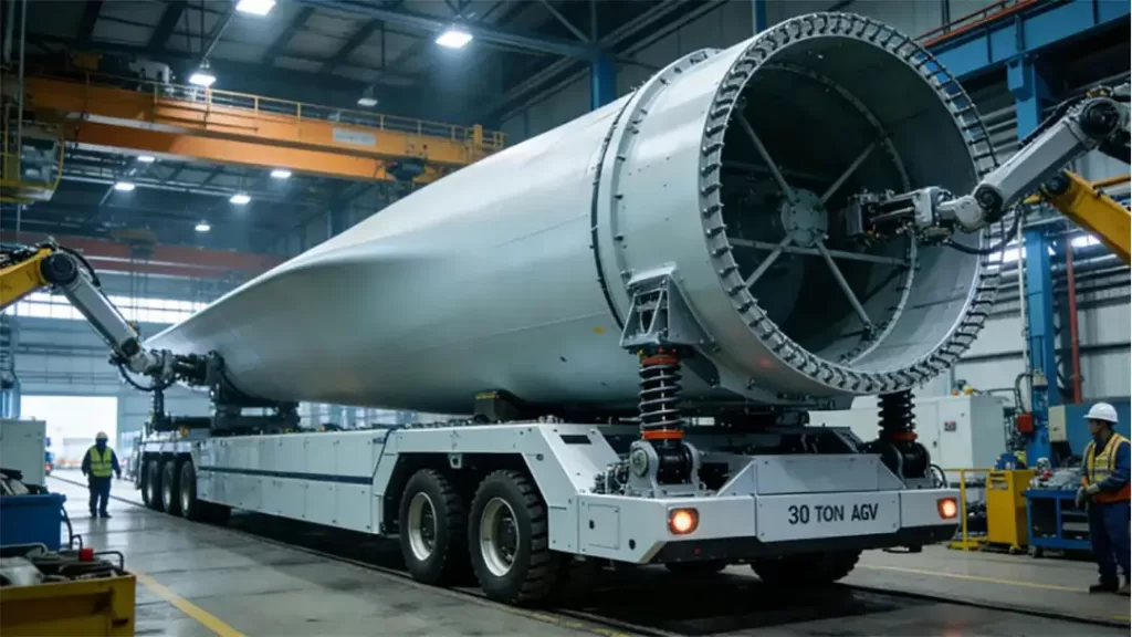how to solve wind power heavy component transfer challenges heavy duty agv applications custom solutions