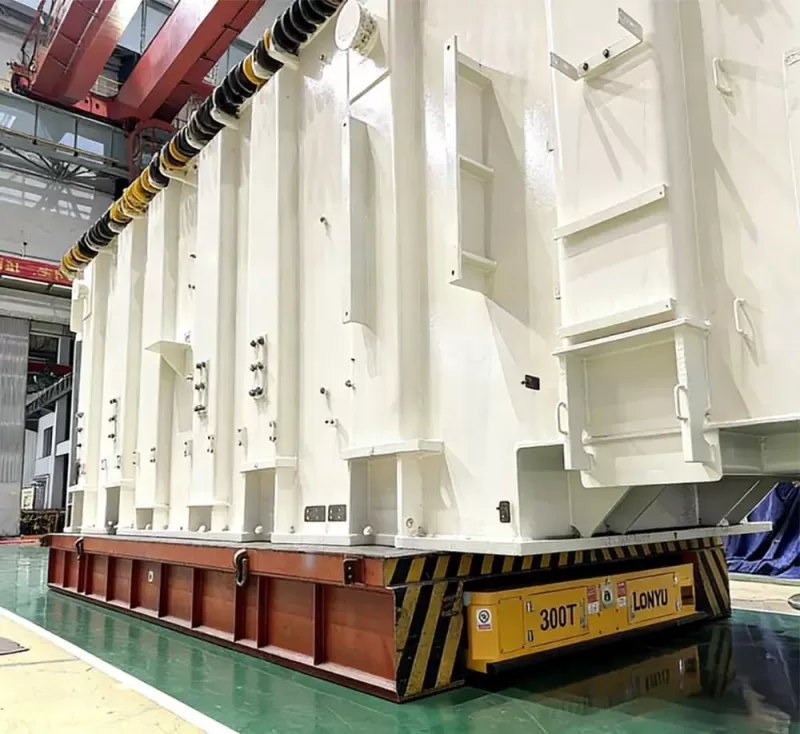 Automated Guided Vehicle handling oversized industrial payload on manufacturing floor-1