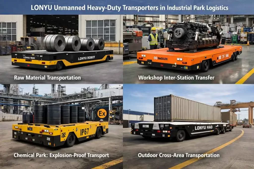 lonyu unmanned heavy duty transporter industrial park logistics applications
