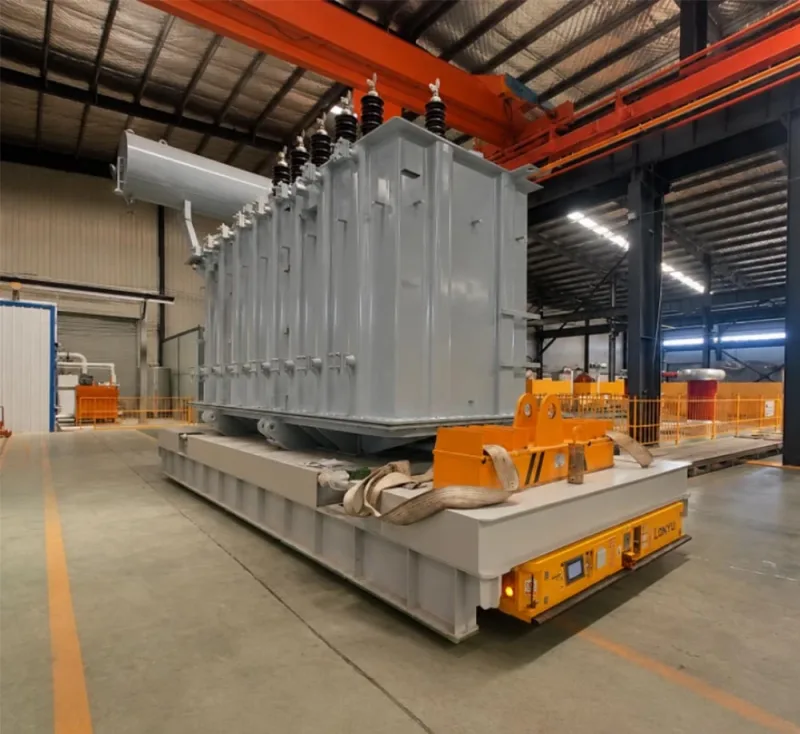 heavy duty agv transporting power transformer in factory banner